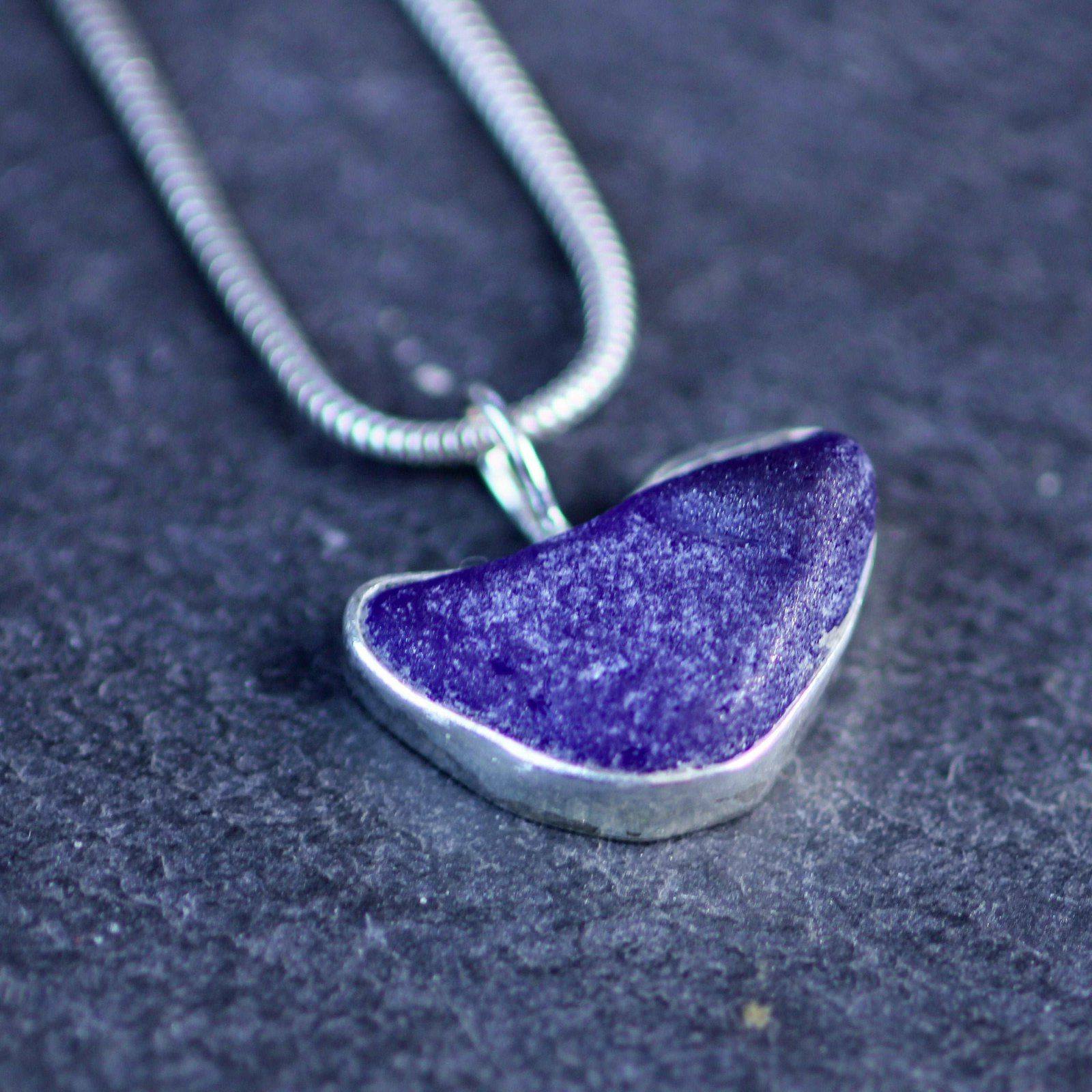Blue sea glass pendant | Necklace | Louella Jewellery