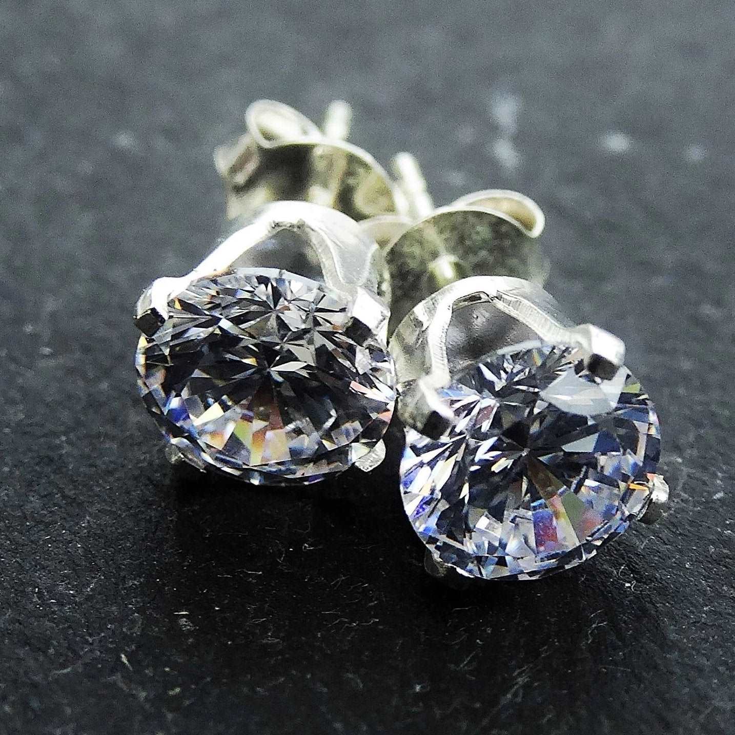 Cubic zirconia, silver stud earrings | Earrings | Louella Jewellery