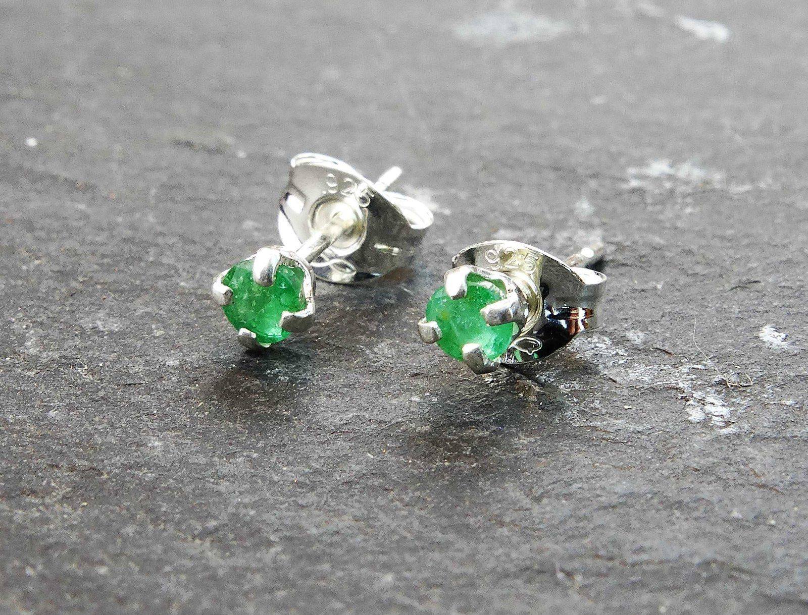 Emerald stud earrings - May birthstone | Earrings | Louella Jewellery