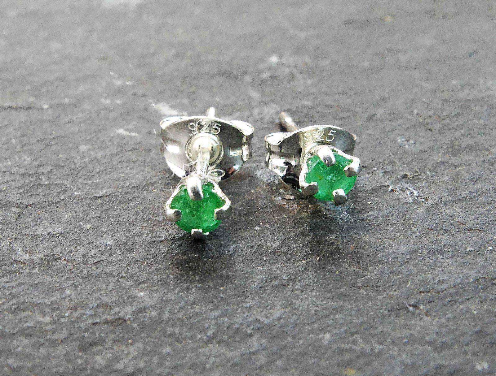 Emerald stud earrings - May birthstone | Earrings | Louella Jewellery