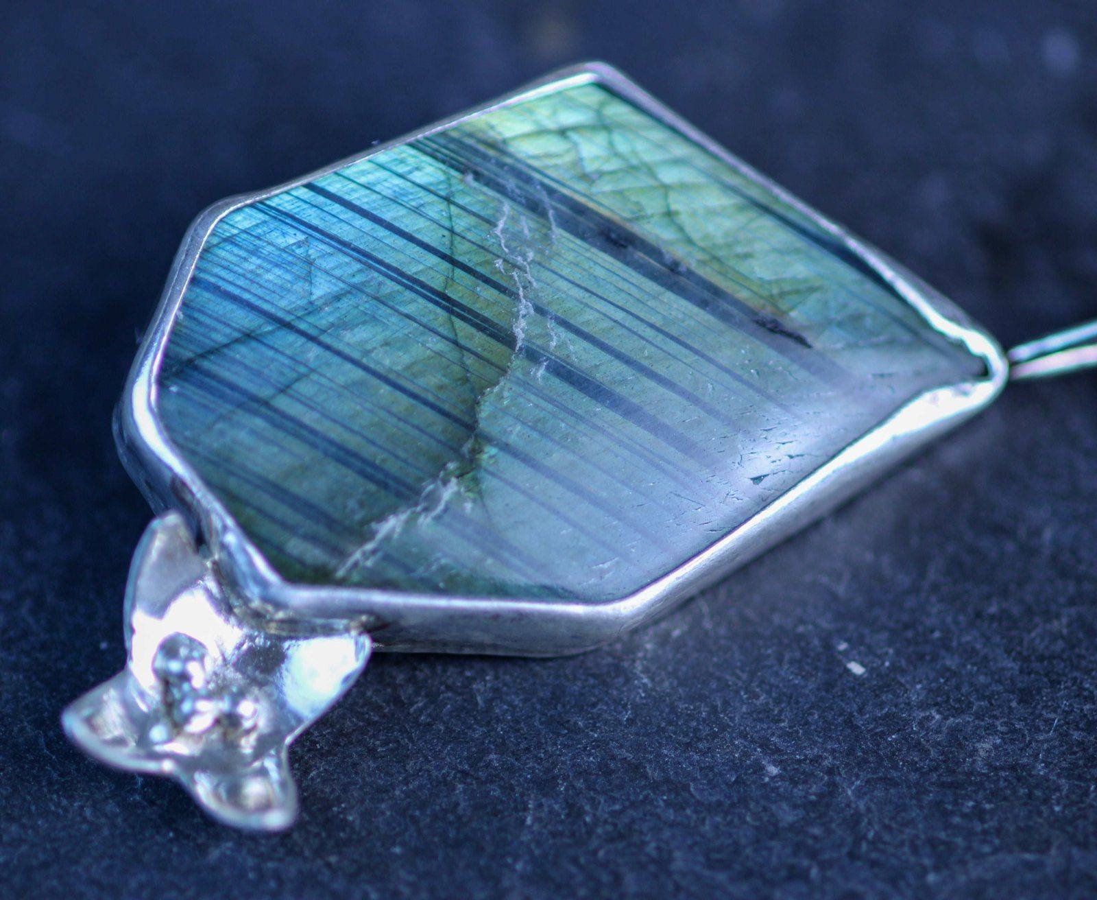 Labradorite flower statement pendant | Louella Jewellery