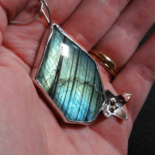 Labradorite flower statement pendant | Louella Jewellery