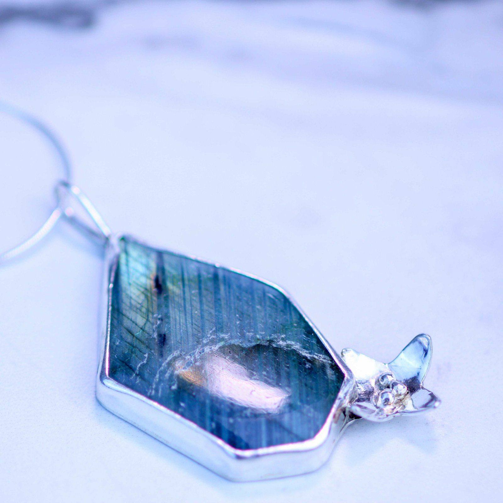 Labradorite flower statement pendant | Louella Jewellery