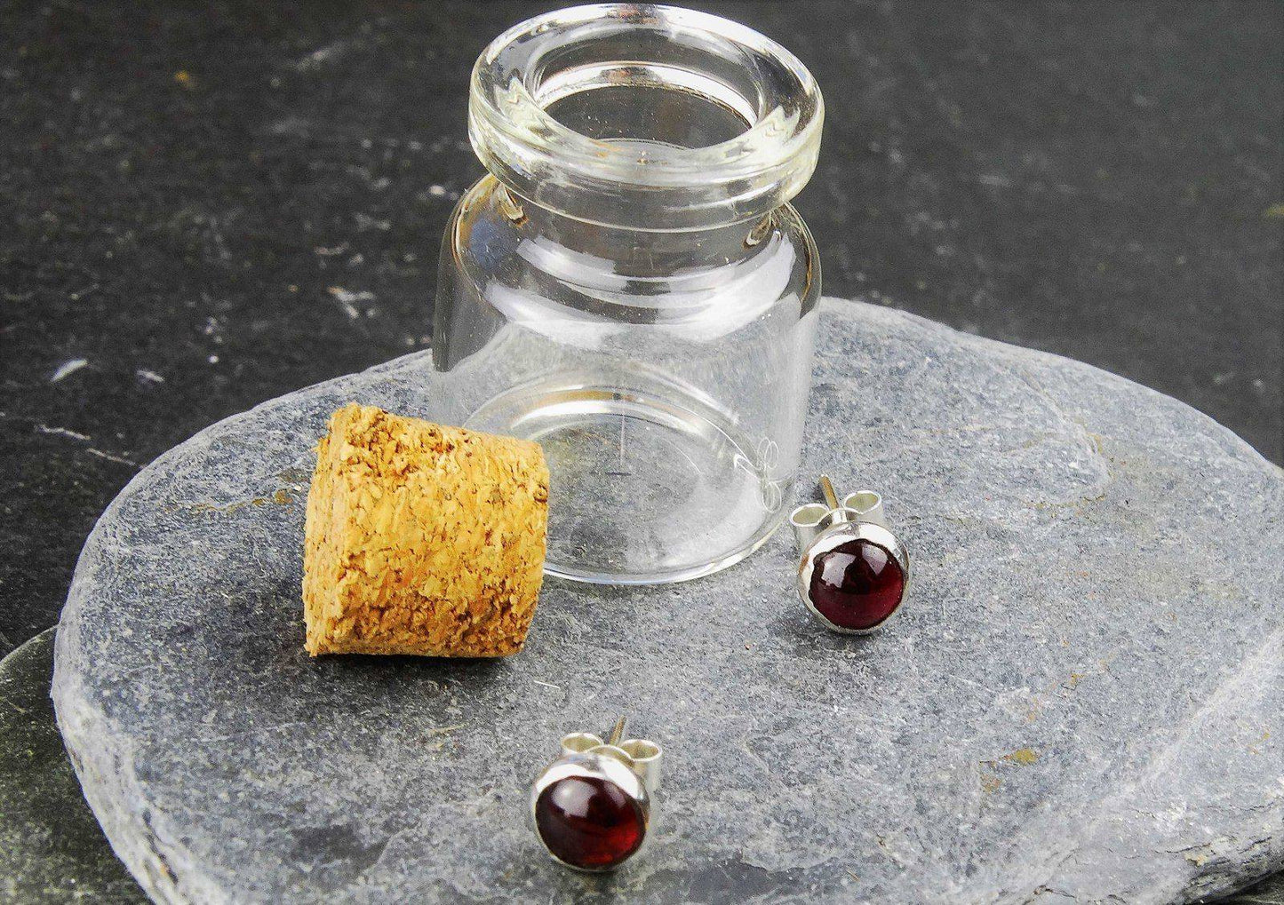 Garnet stud earrings - January birthstone | Earrings | Louella Jewellery