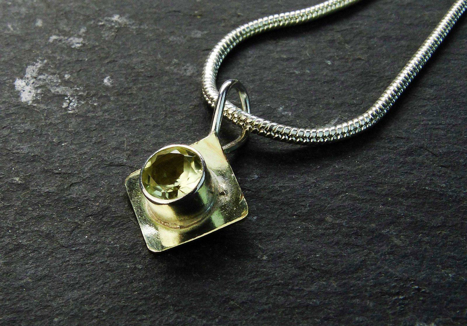 Gold pendant - lemon quartz necklace | Necklace | Louella Jewellery