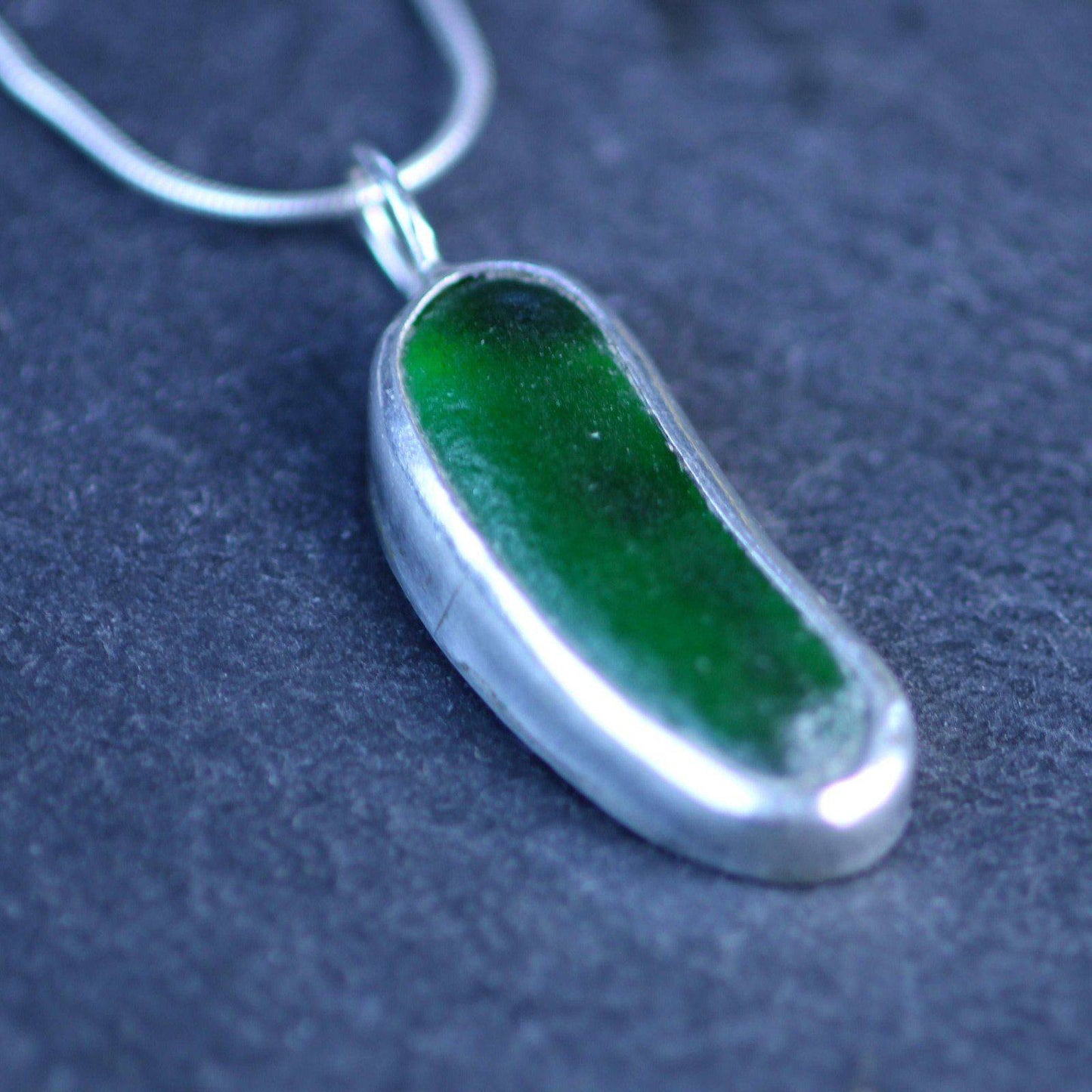 Green sea glass pendant | Necklace | Louella Jewellery