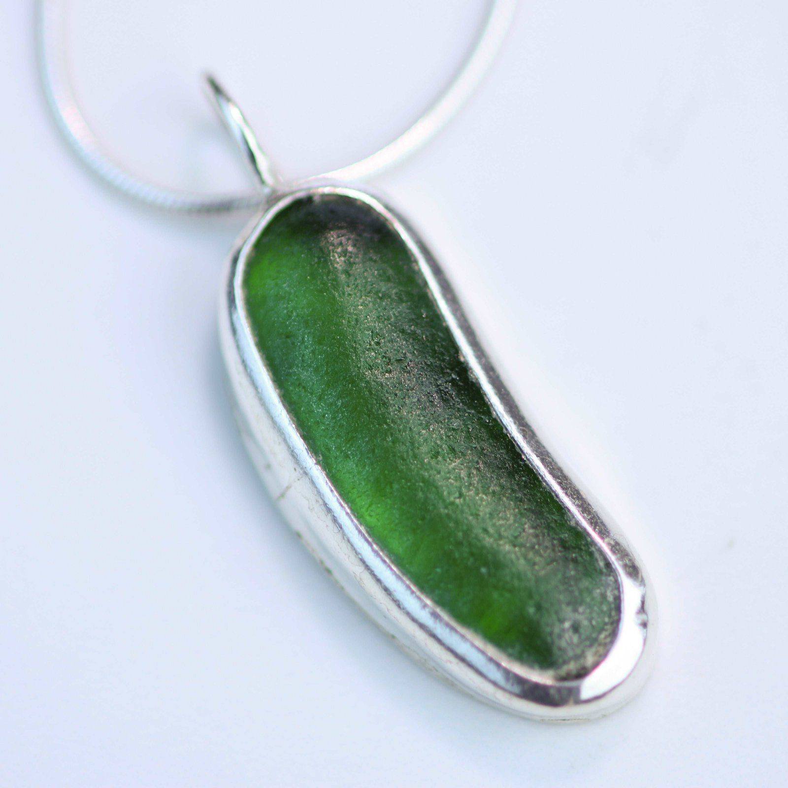 Green sea glass pendant | Necklace | Louella Jewellery