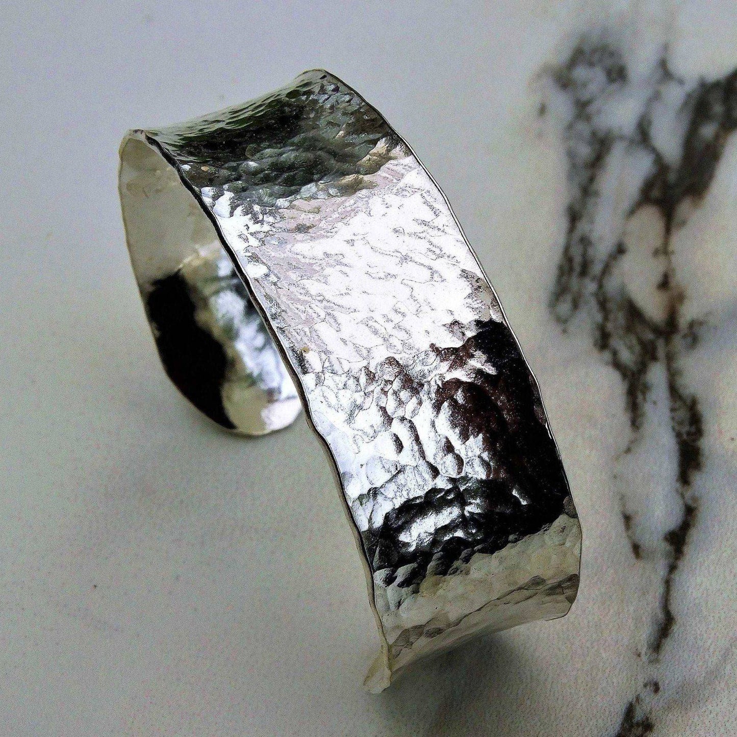 Hammered cuff bangle | Bangles | Louella Jewellery