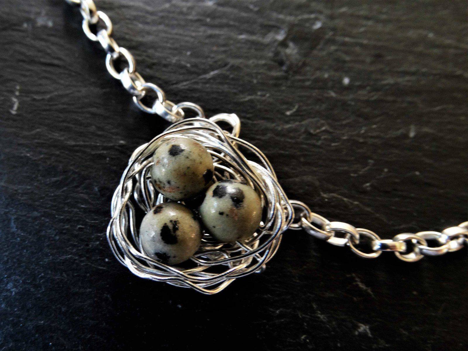 Bird - Herring gull and nest necklace | Necklace | Louella Jewellery