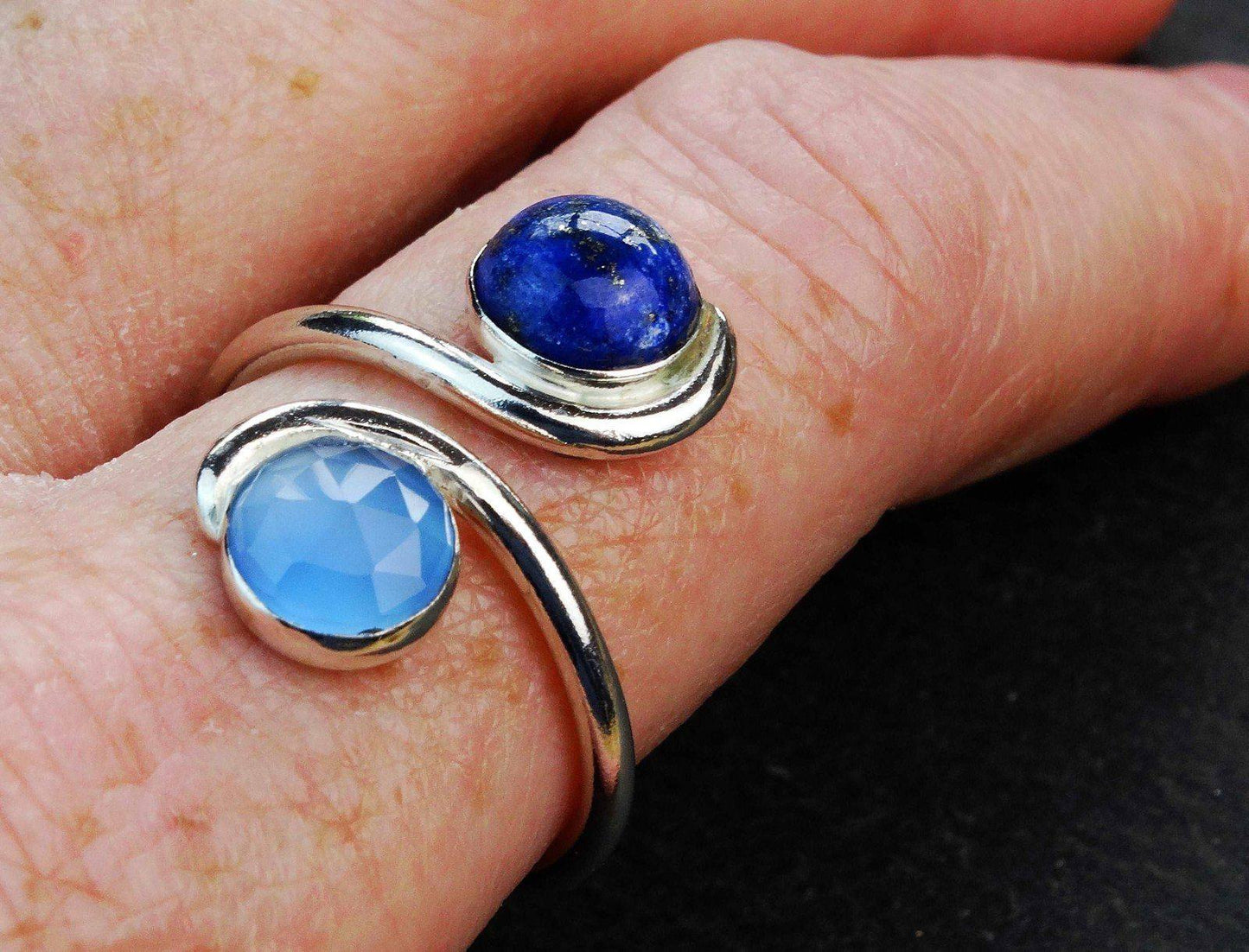 Blue gemstone adjustable ring | Ring | Louella Jewellery