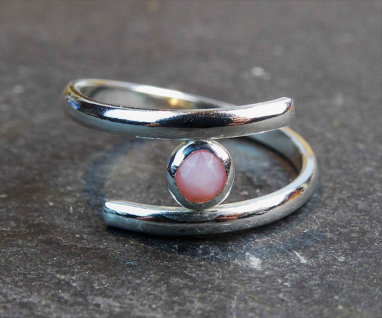 Opal adjustable ring October birthstone