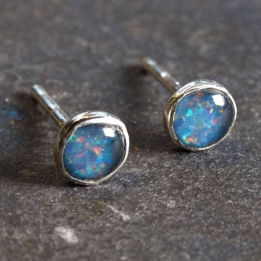 Opal stud earrings - October birthstone | Earrings | Louella Jewellery