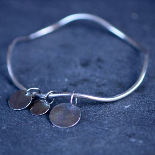 Black silver charm bangle | Louella Jewellery