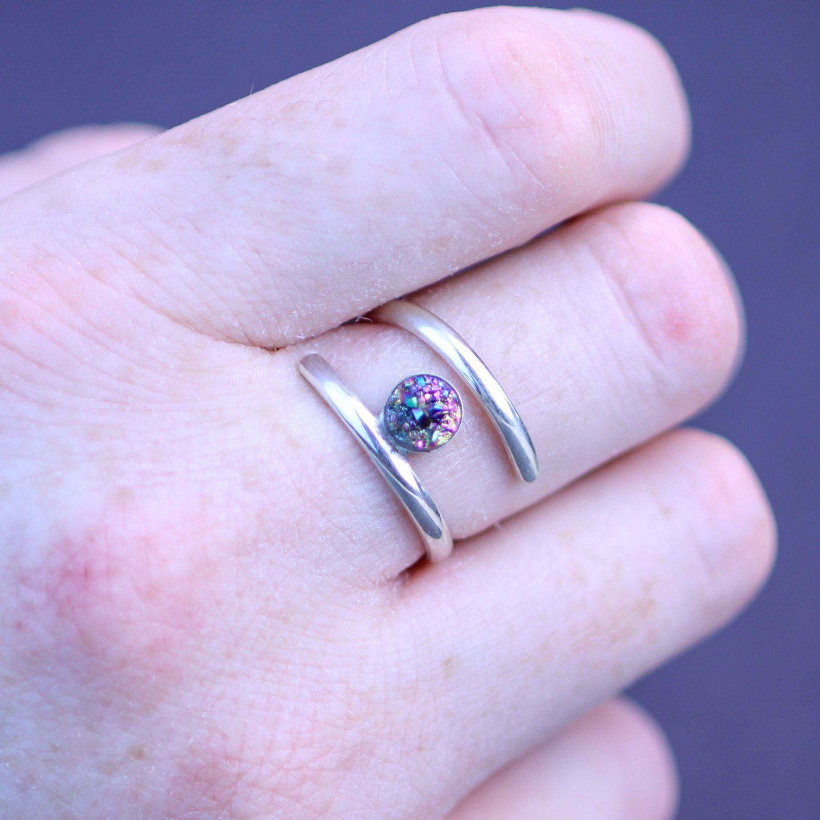 Rainbow druzy adjustable ring | Ring | Louella Jewellery