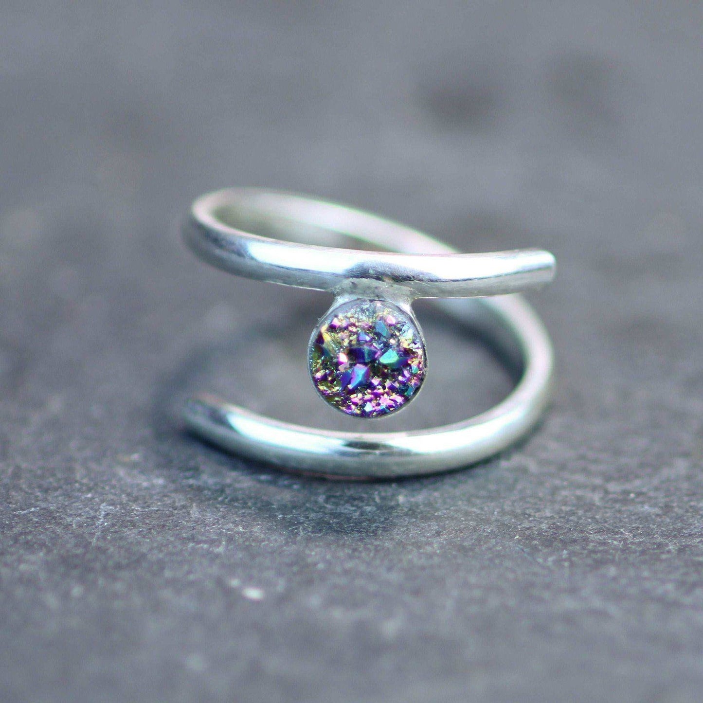 Rainbow druzy adjustable ring | Ring | Louella Jewellery
