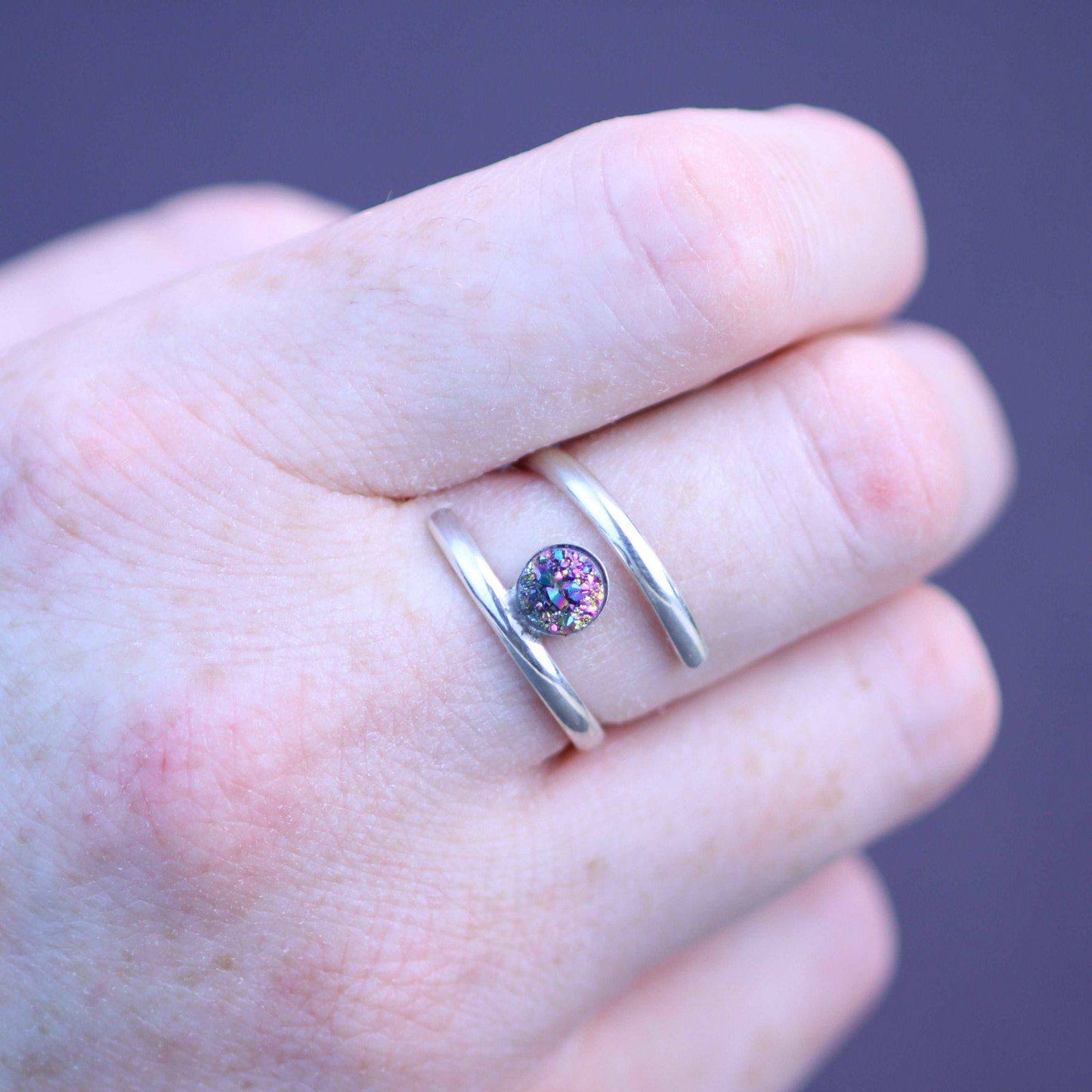 Rainbow druzy adjustable ring | Ring | Louella Jewellery