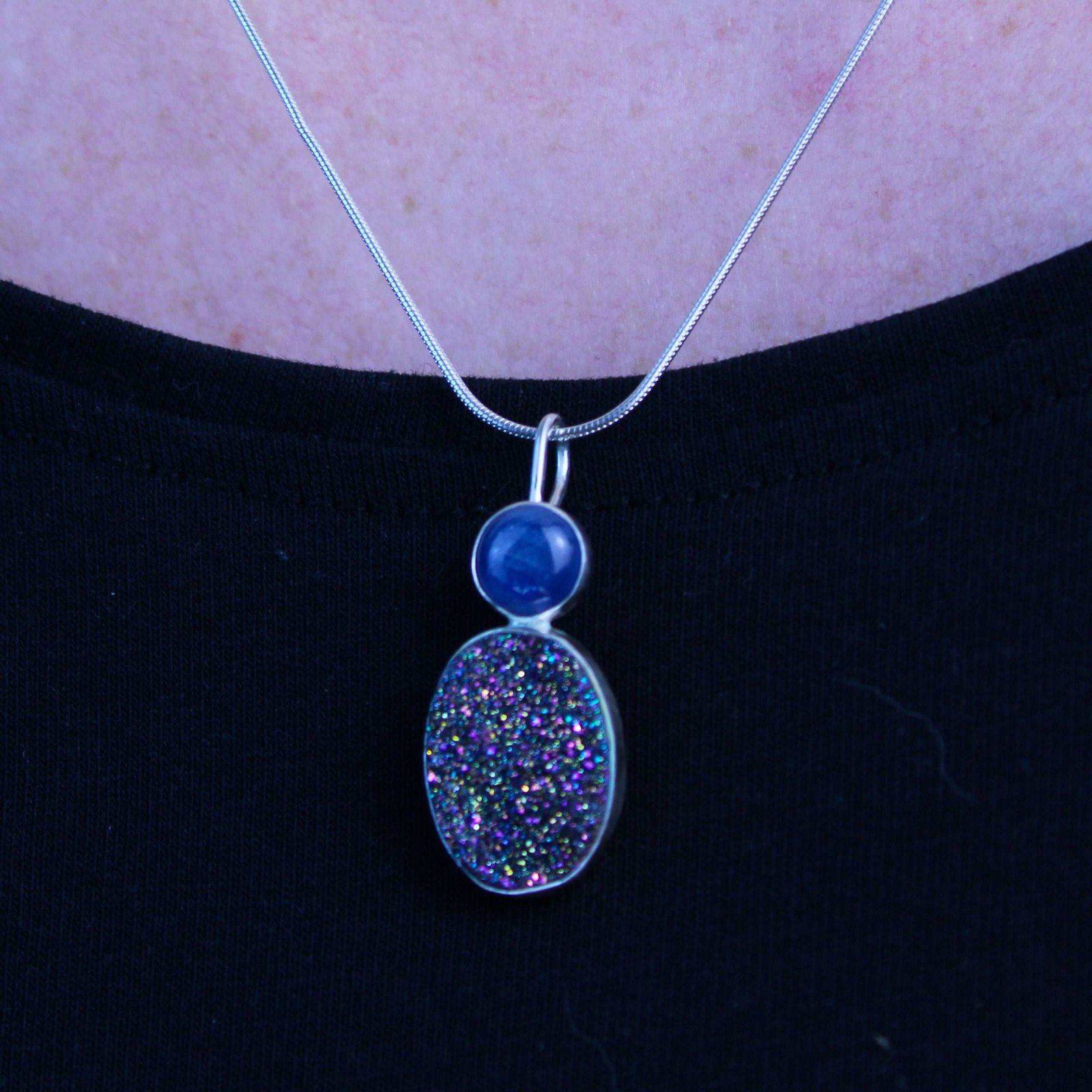 Rainbow druzy & kyanite necklace | Necklace | Louella Jewellery