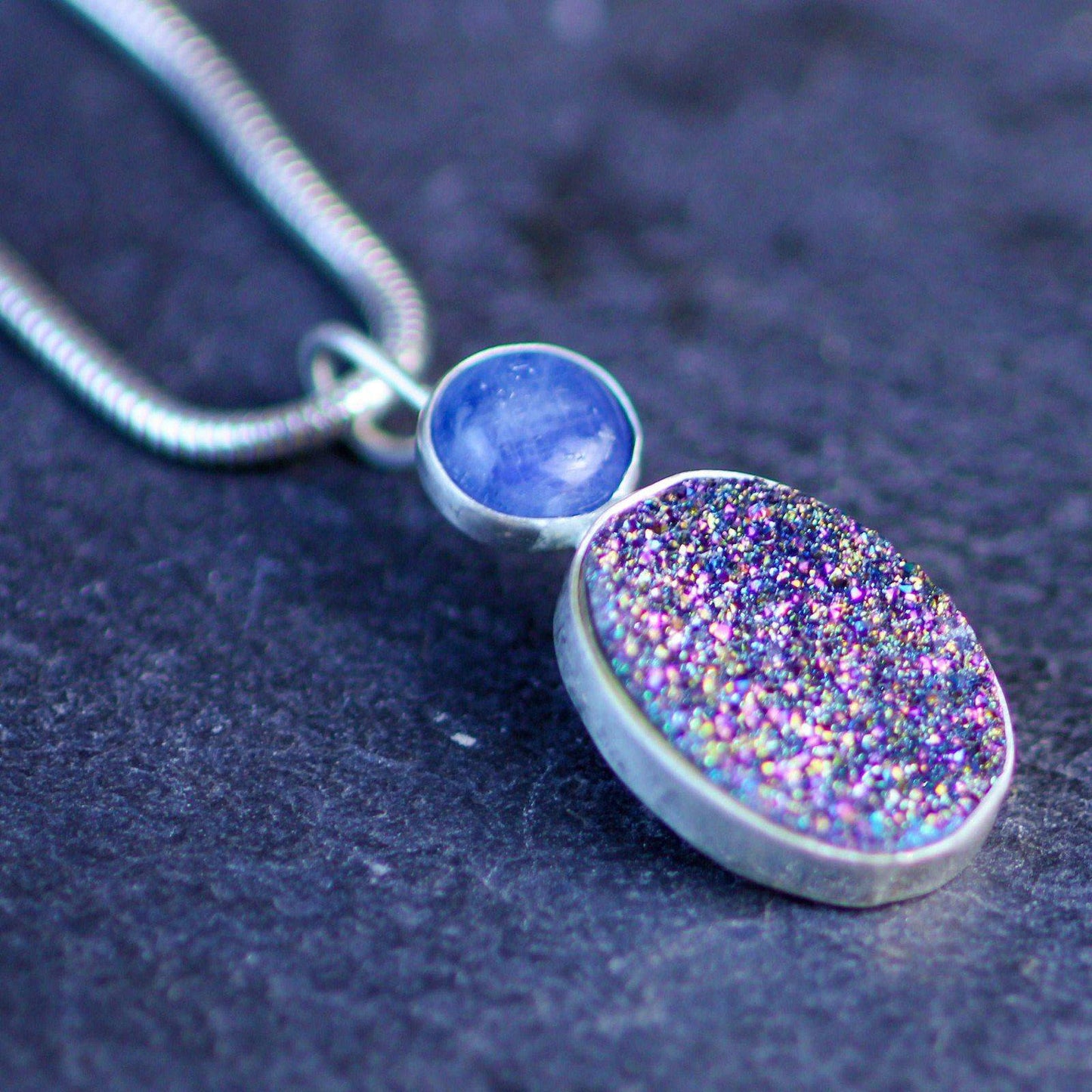 Rainbow druzy & kyanite necklace | Necklace | Louella Jewellery