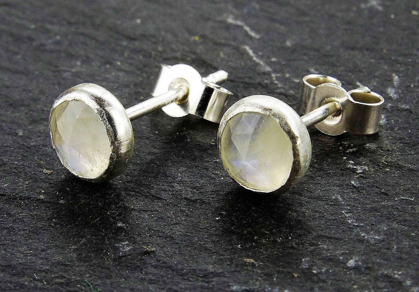Rainbow moonstone stud earrings | Earrings | Louella Jewellery