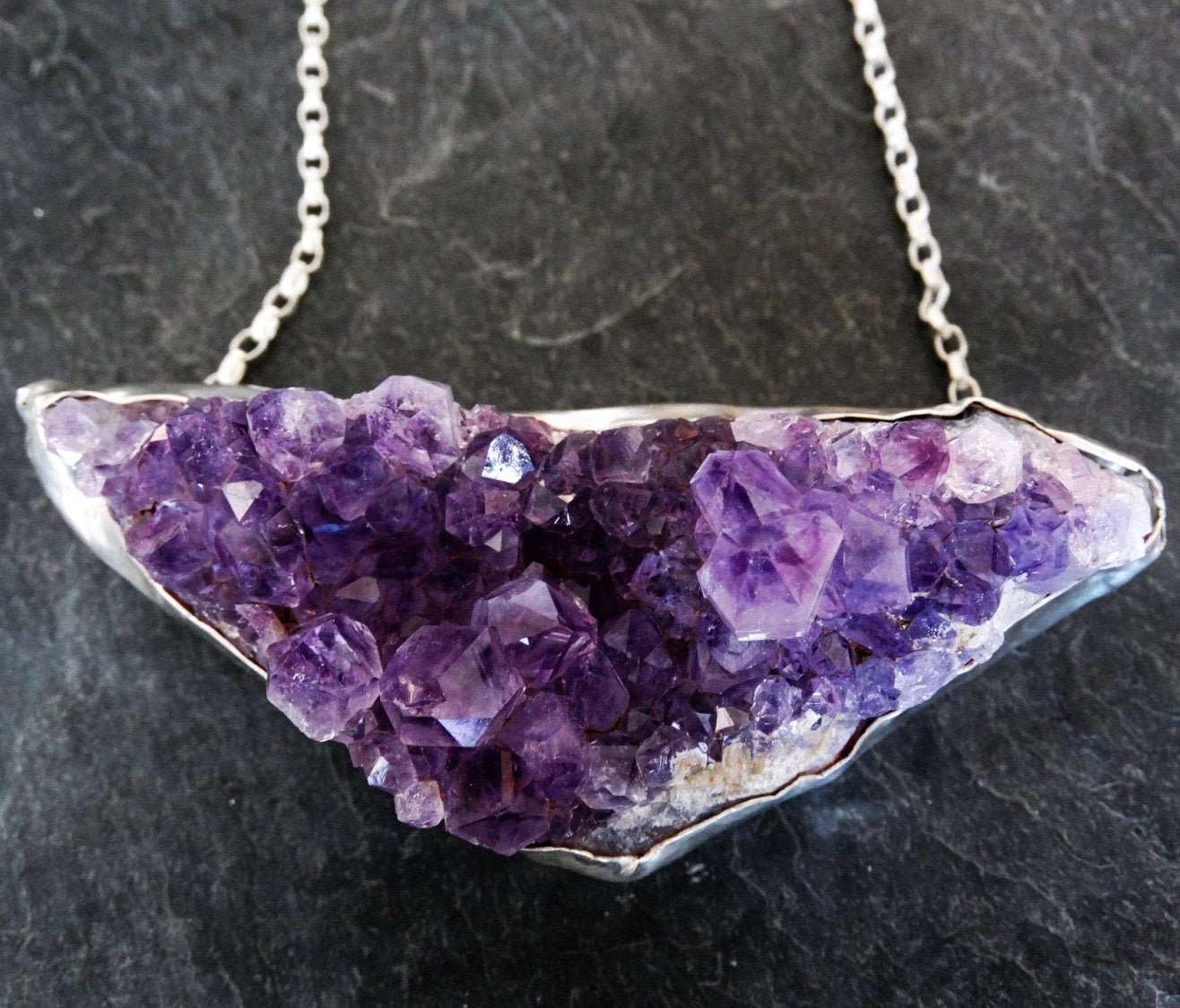 Raw amethyst geode necklace | Necklace | Louella Jewellery