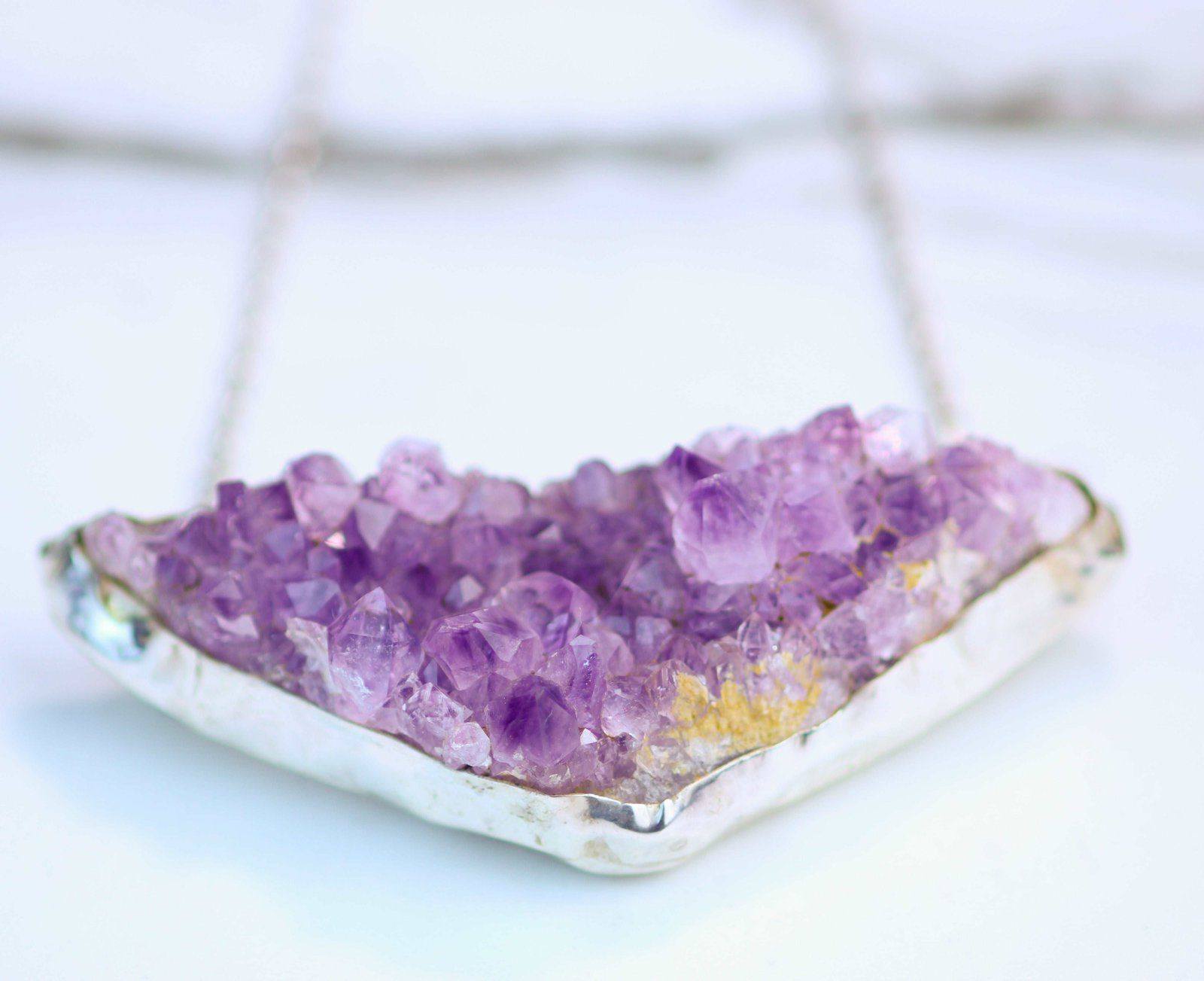 Raw amethyst geode necklace | Necklace | Louella Jewellery