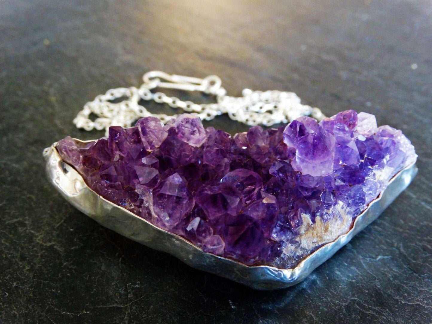 Raw amethyst geode necklace | Necklace | Louella Jewellery