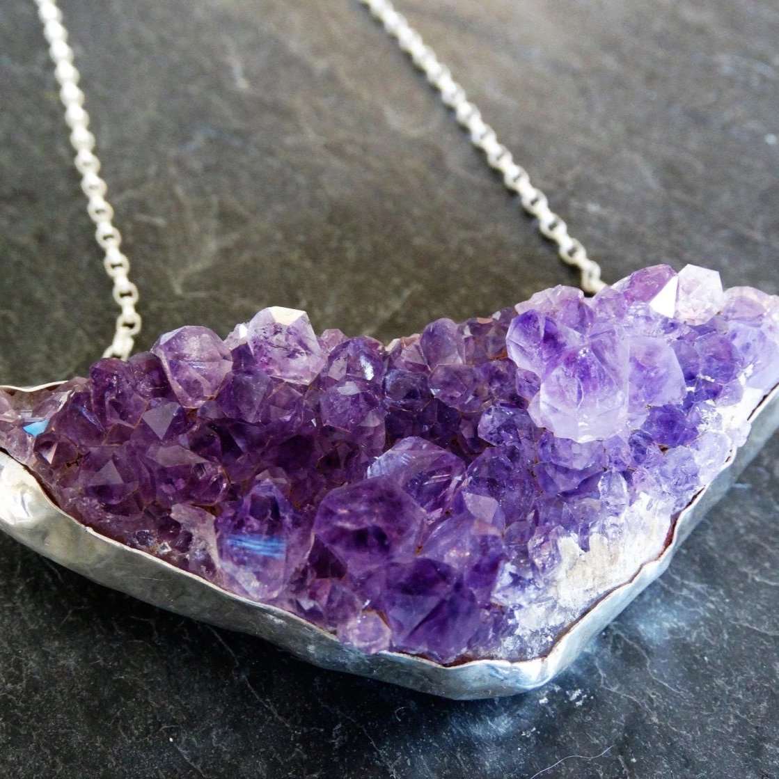 Raw amethyst geode necklace | Necklace | Louella Jewellery