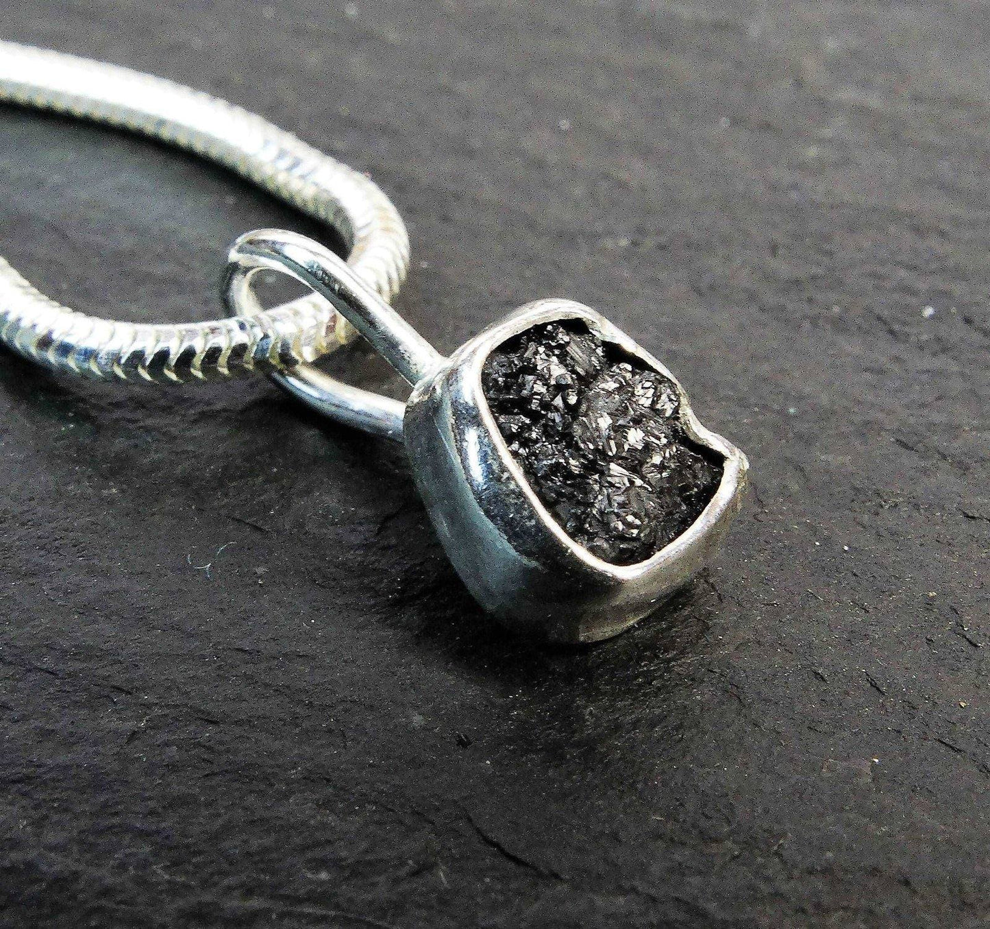 Raw black diamond pendant | Necklace | Louella Jewellery