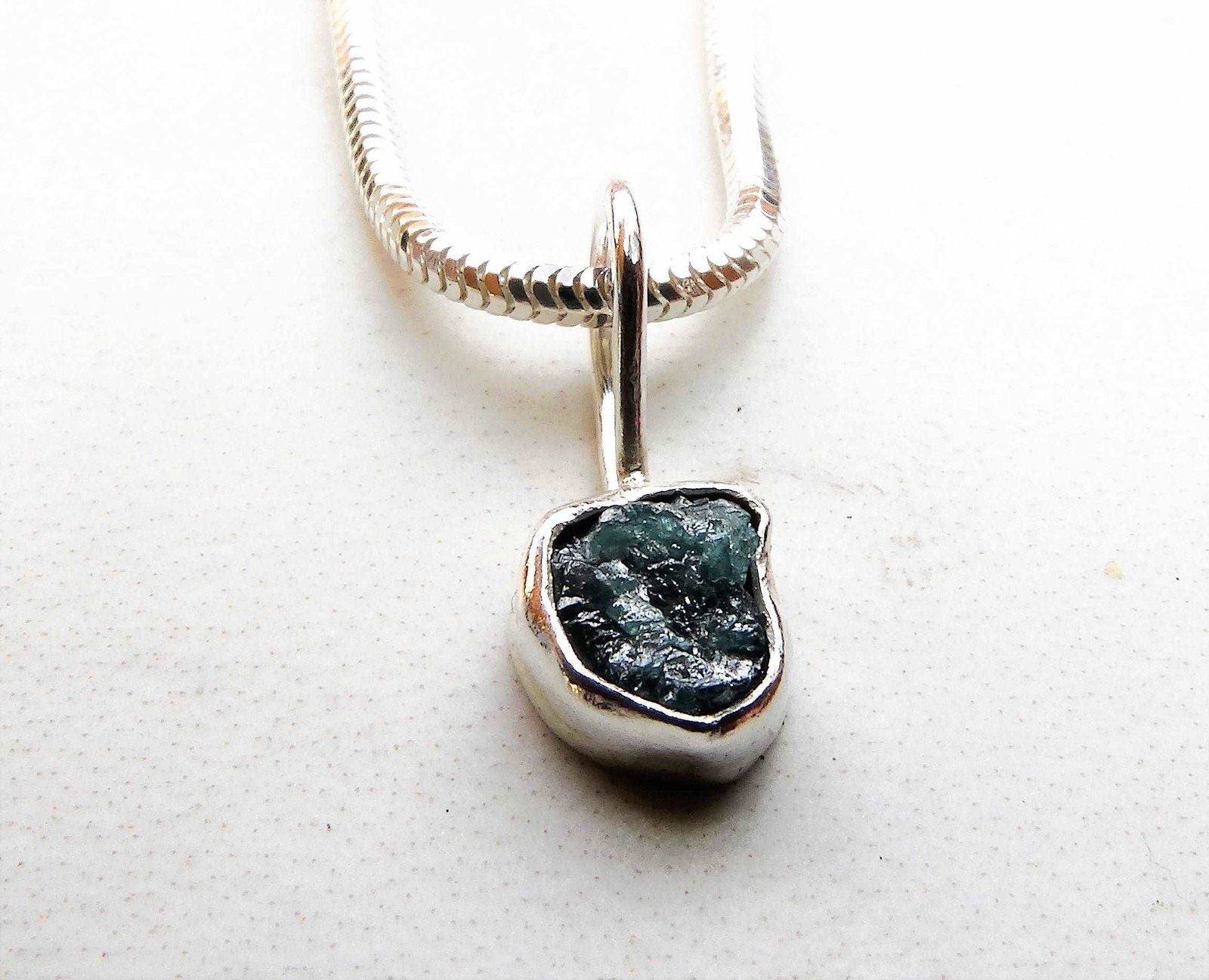 Raw blue diamond pendant | Louella Jewellery