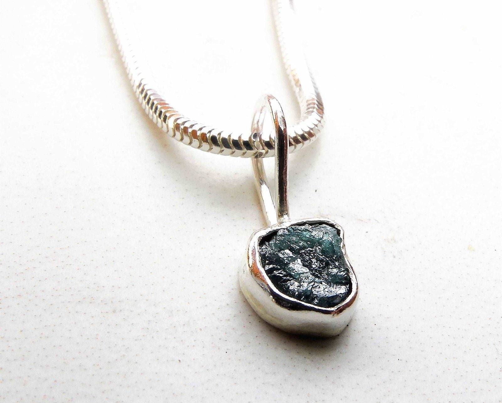 Raw blue diamond pendant | Louella Jewellery