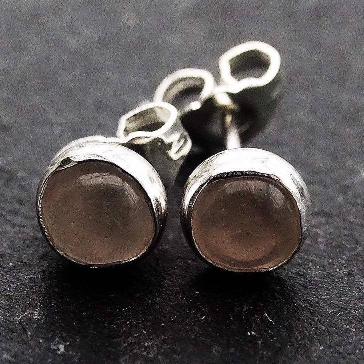 Rose quartz stud earrings | Earrings | Louella Jewellery