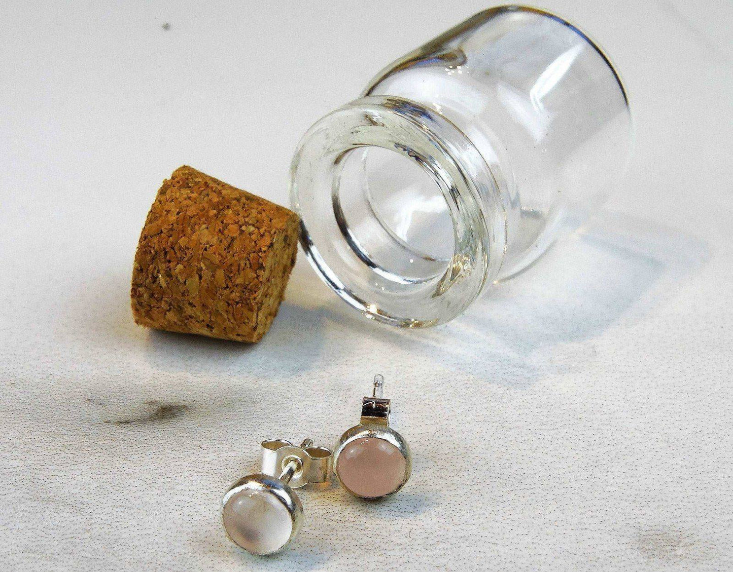 Rose quartz stud earrings | Earrings | Louella Jewellery