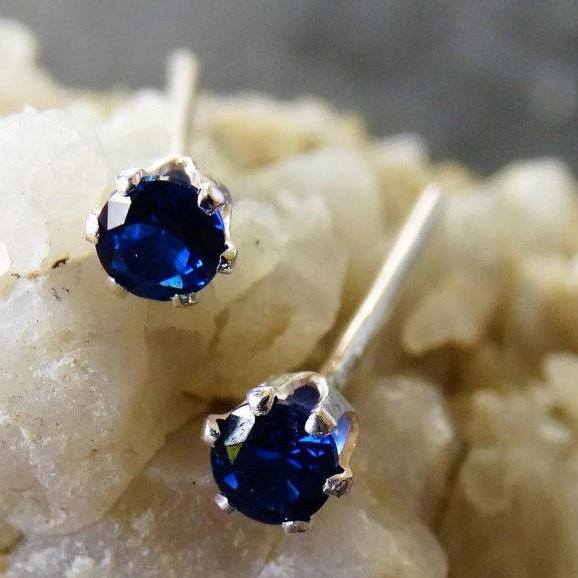 Sapphire stud earrings - September birthstone | Earrings | Louella Jewellery