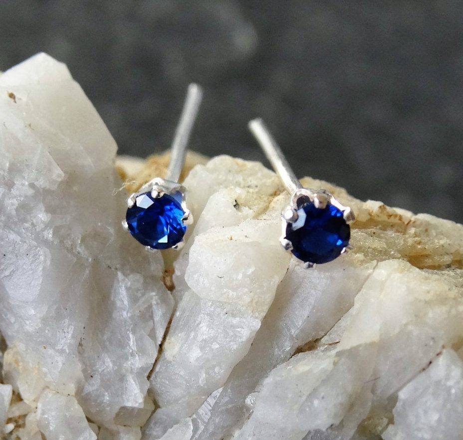 Sapphire stud earrings - September birthstone | Earrings | Louella Jewellery