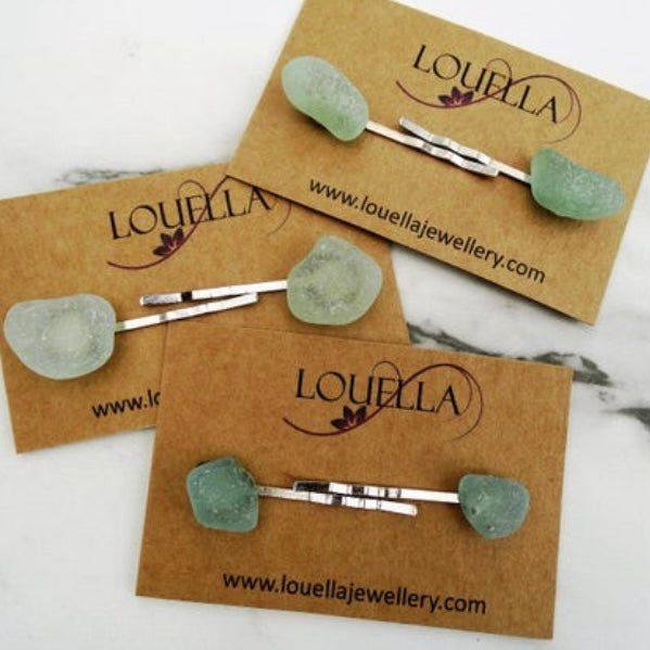 Sea glass hair slides | Louella Jewellery