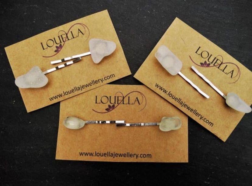 Sea glass hair slides | Louella Jewellery