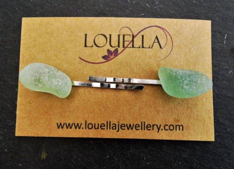 Sea glass hair slides | Louella Jewellery