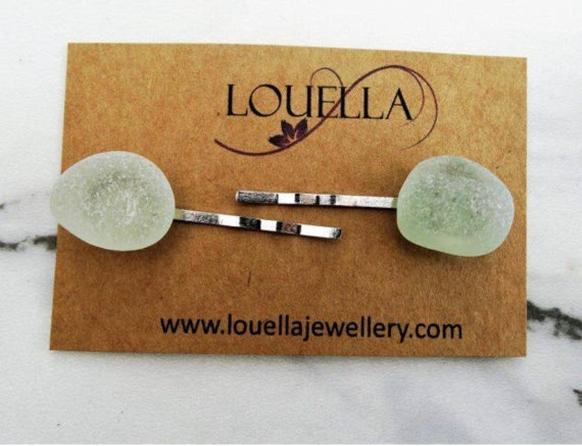 Sea glass hair slides | Louella Jewellery