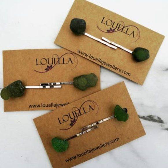 Sea glass hair slides | Louella Jewellery