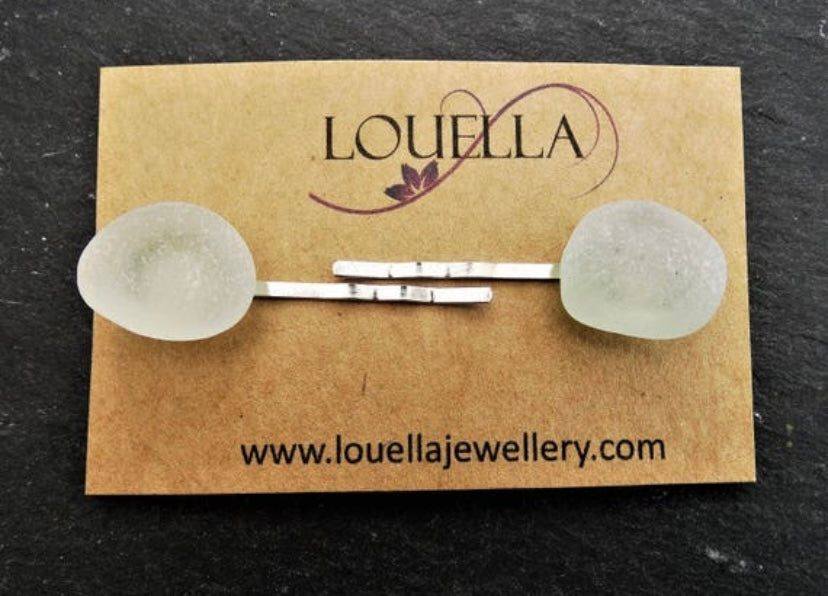 Sea glass hair slides | Louella Jewellery