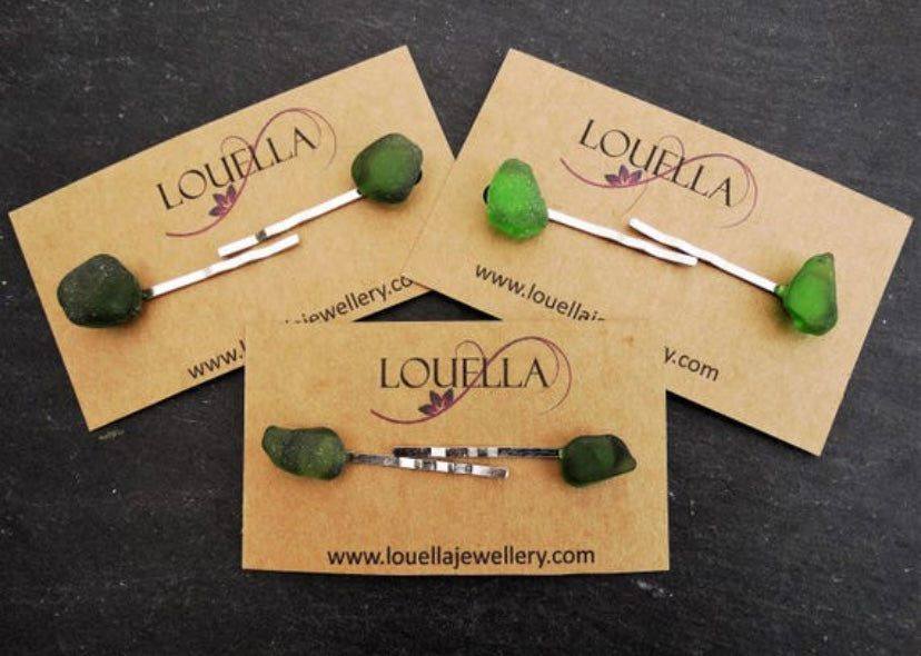 Sea glass hair slides | Louella Jewellery
