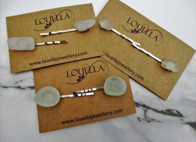 Sea glass hair slides | Louella Jewellery