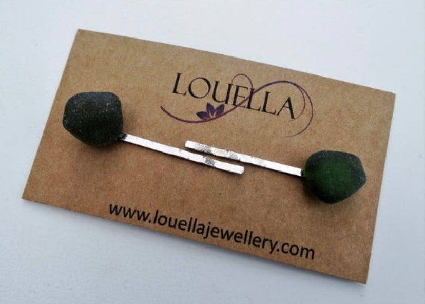 Sea glass hair slides | Louella Jewellery