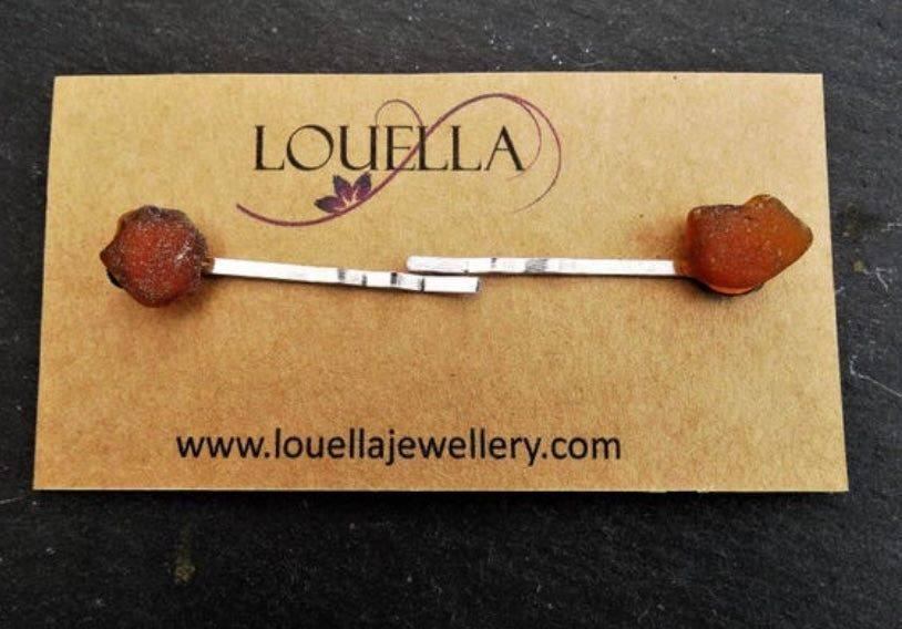 Sea glass hair slides | Louella Jewellery