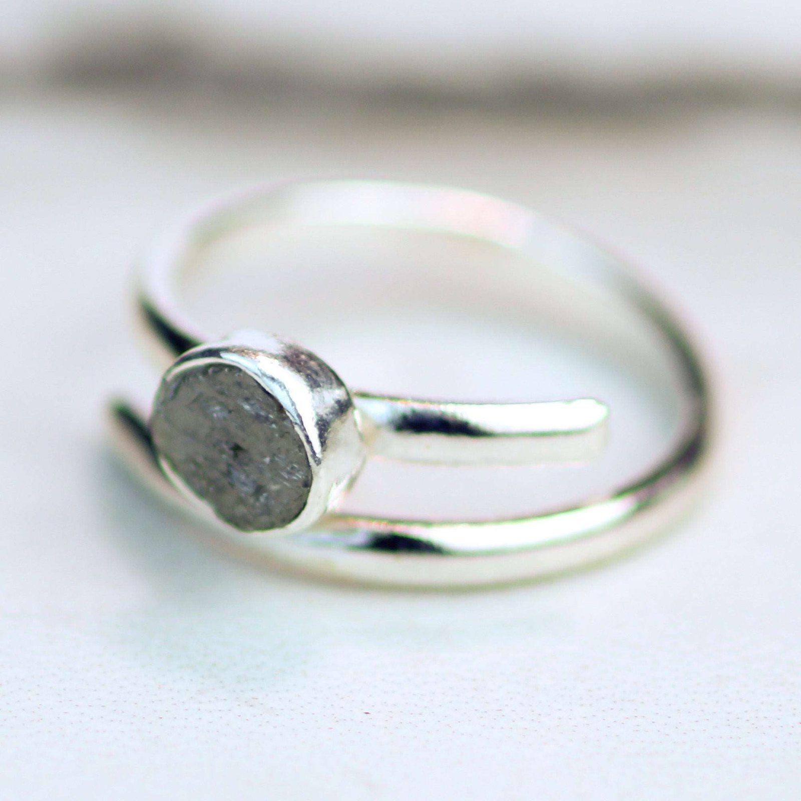 Silver raw diamond ring | Ring | Louella Jewellery
