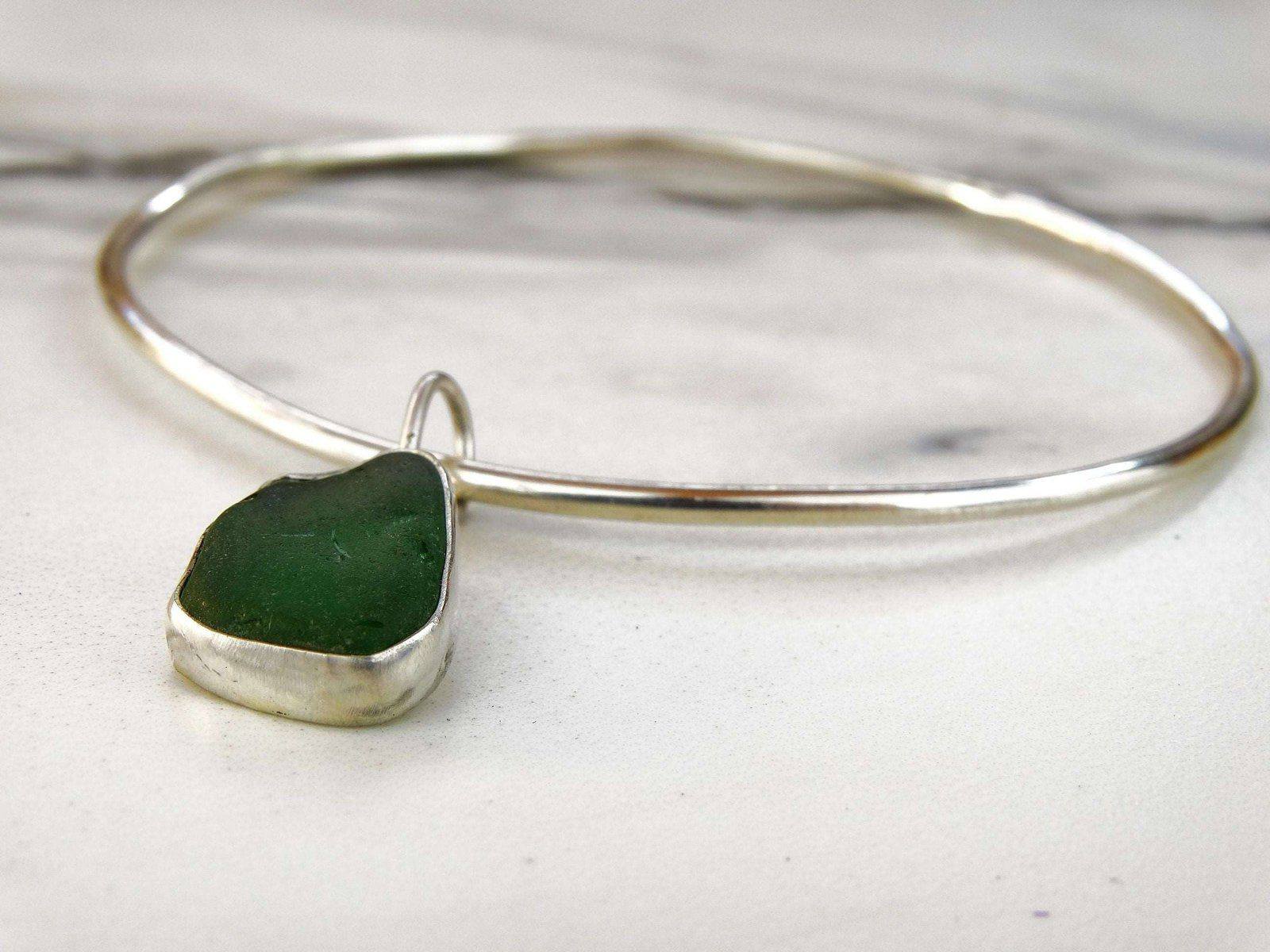 Green sea glass bangle | bangle | Louella Jewellery