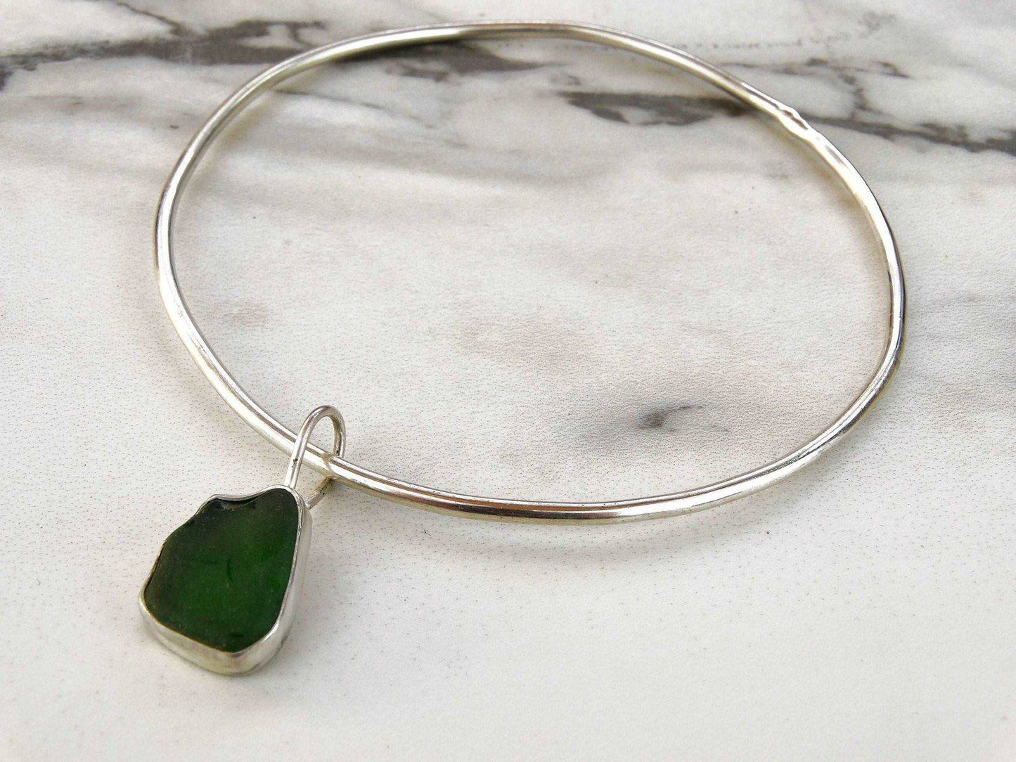 Green sea glass bangle | bangle | Louella Jewellery