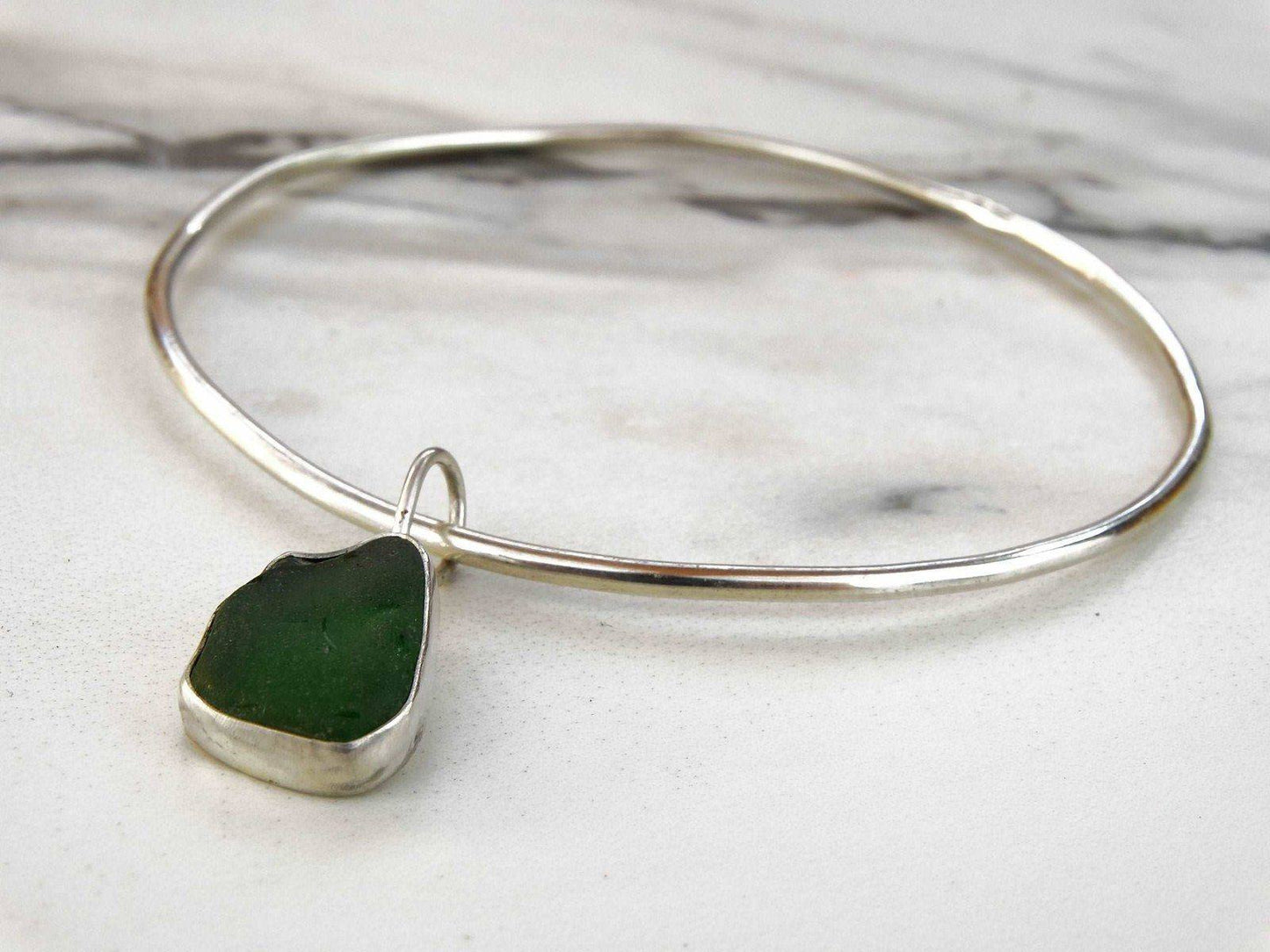 Green sea glass bangle | bangle | Louella Jewellery