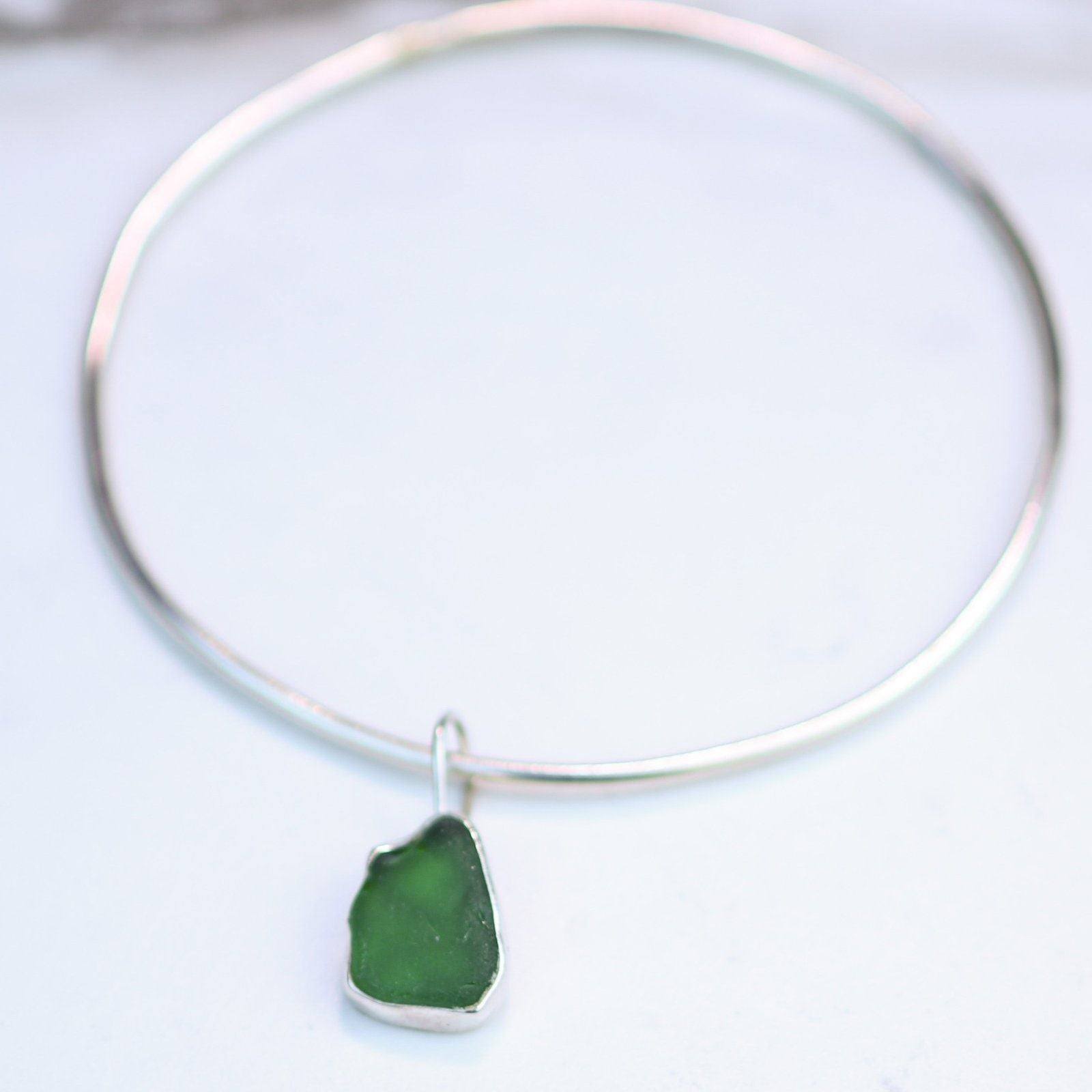 Green sea glass bangle | bangle | Louella Jewellery