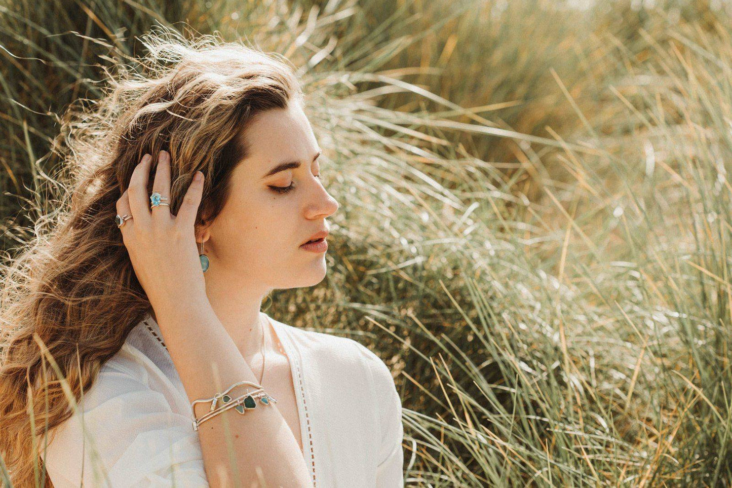 Green sea glass bangle | bangle | Louella Jewellery